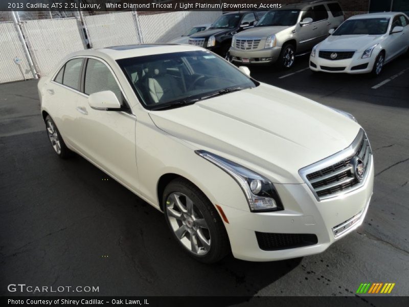 White Diamond Tricoat / Light Platinum/Brownstone Accents 2013 Cadillac ATS 2.5L Luxury
