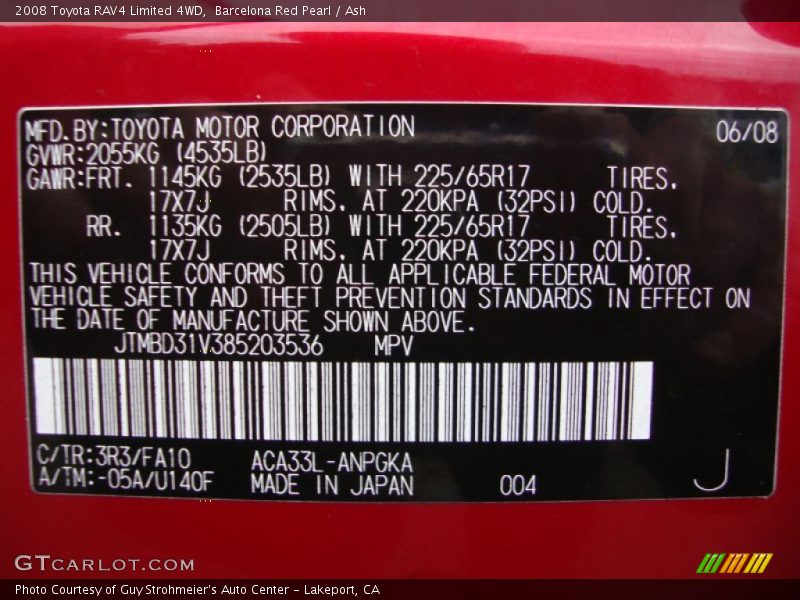 Barcelona Red Pearl / Ash 2008 Toyota RAV4 Limited 4WD