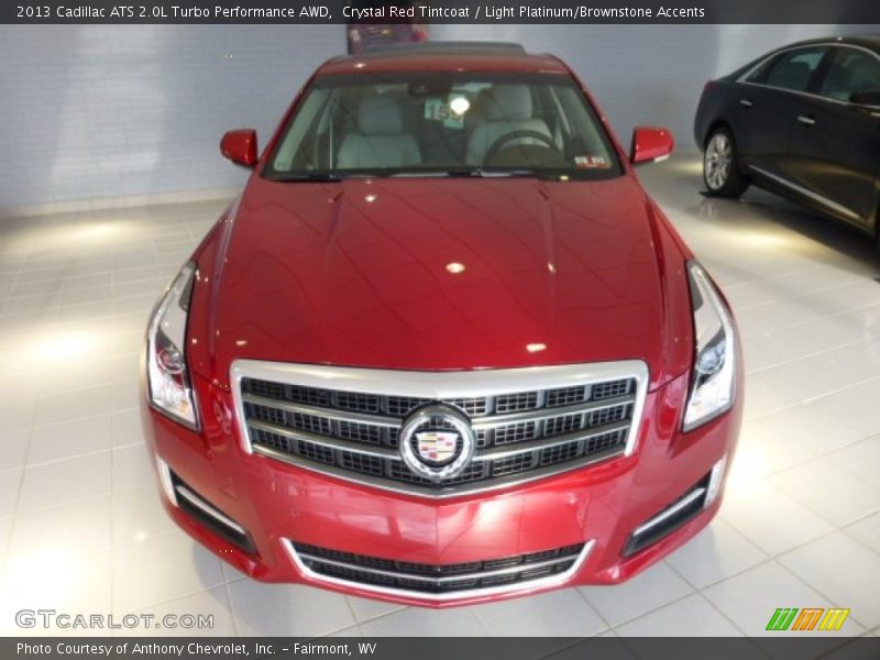 Crystal Red Tintcoat / Light Platinum/Brownstone Accents 2013 Cadillac ATS 2.0L Turbo Performance AWD