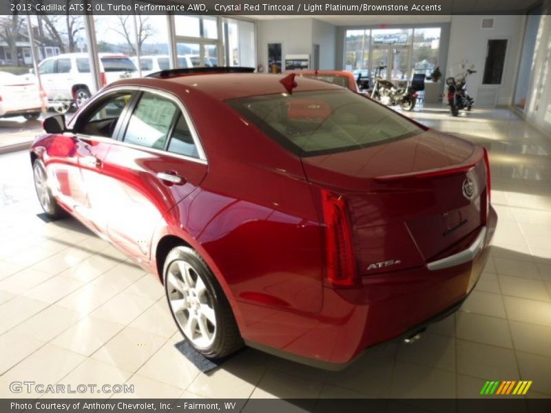 Crystal Red Tintcoat / Light Platinum/Brownstone Accents 2013 Cadillac ATS 2.0L Turbo Performance AWD