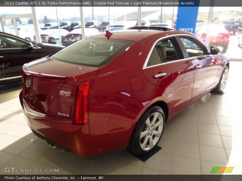 Crystal Red Tintcoat / Light Platinum/Brownstone Accents 2013 Cadillac ATS 2.0L Turbo Performance AWD