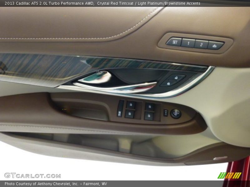 Crystal Red Tintcoat / Light Platinum/Brownstone Accents 2013 Cadillac ATS 2.0L Turbo Performance AWD