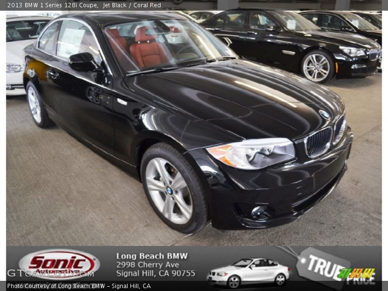 Jet Black / Coral Red 2013 BMW 1 Series 128i Coupe