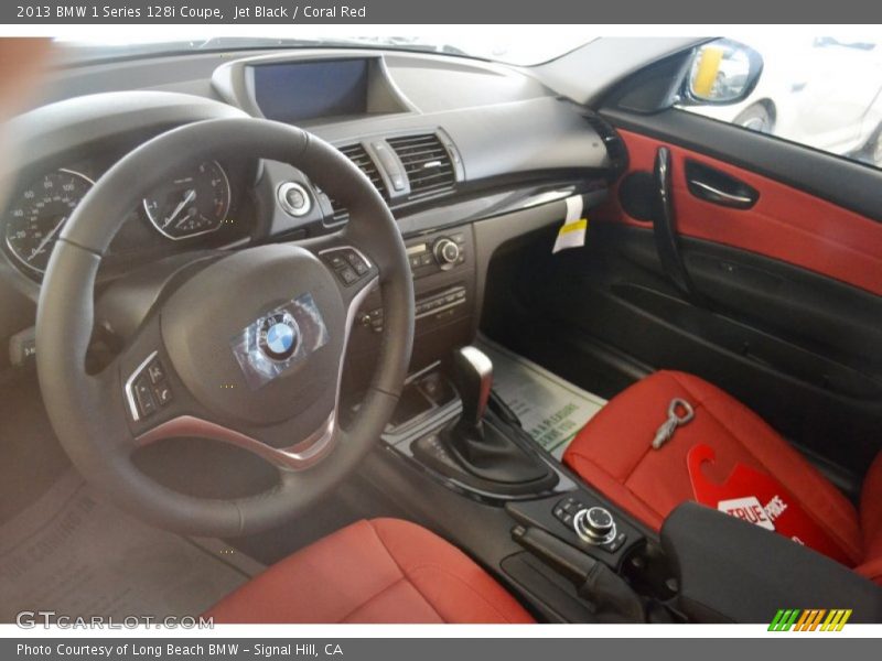 Jet Black / Coral Red 2013 BMW 1 Series 128i Coupe
