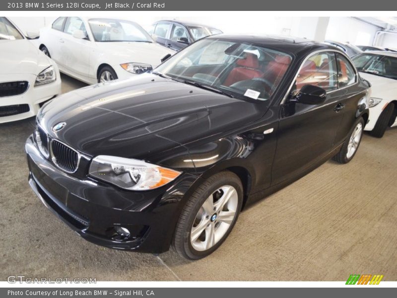 Jet Black / Coral Red 2013 BMW 1 Series 128i Coupe