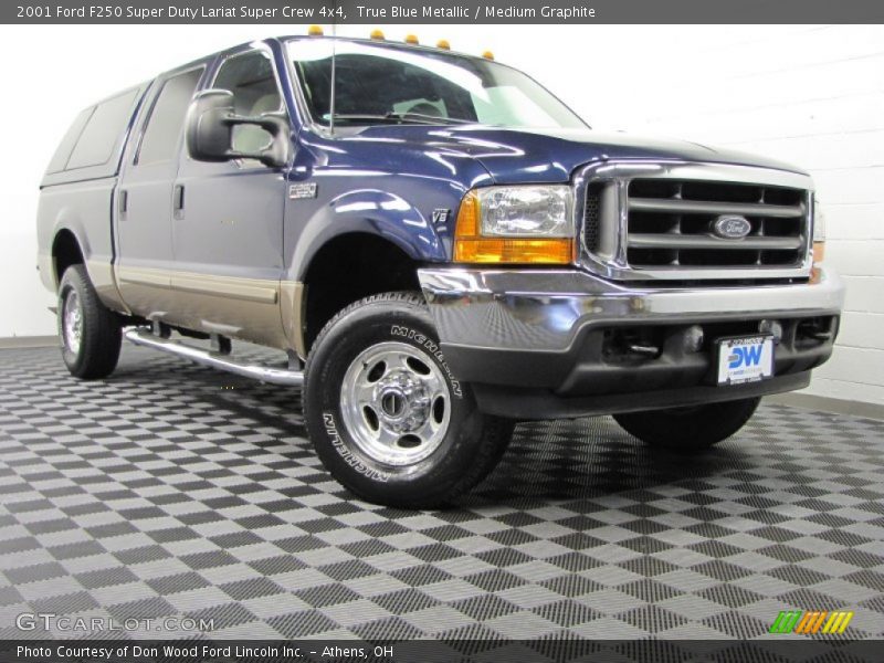 True Blue Metallic / Medium Graphite 2001 Ford F250 Super Duty Lariat Super Crew 4x4