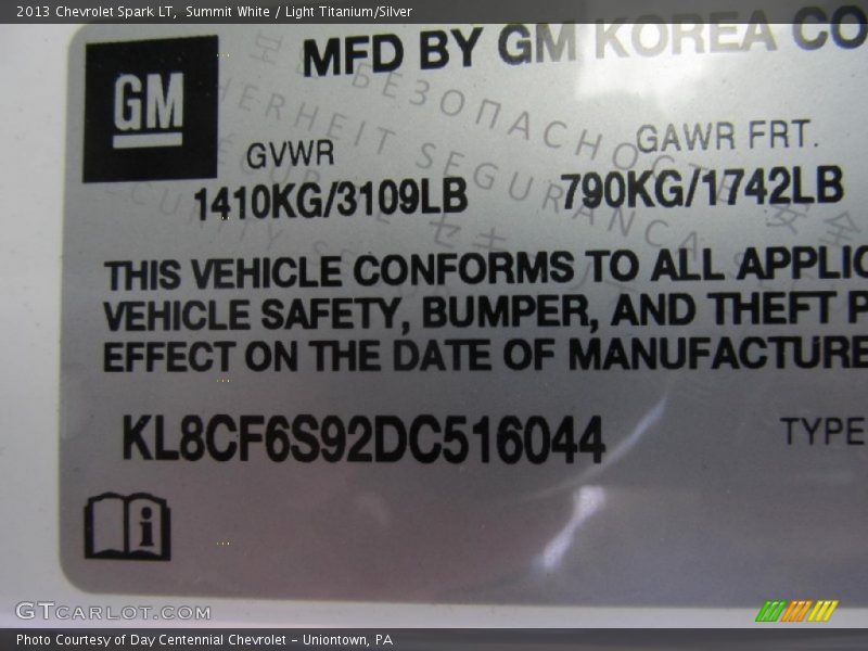 Summit White / Light Titanium/Silver 2013 Chevrolet Spark LT