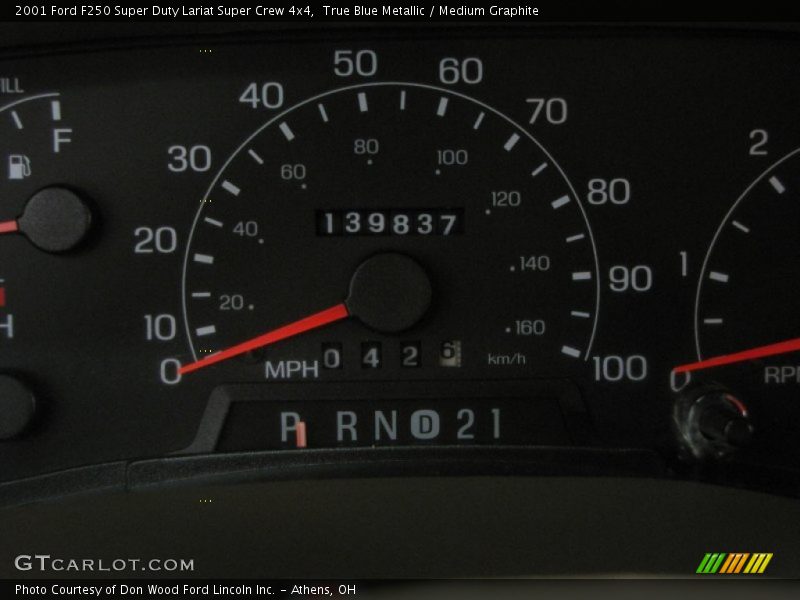 True Blue Metallic / Medium Graphite 2001 Ford F250 Super Duty Lariat Super Crew 4x4
