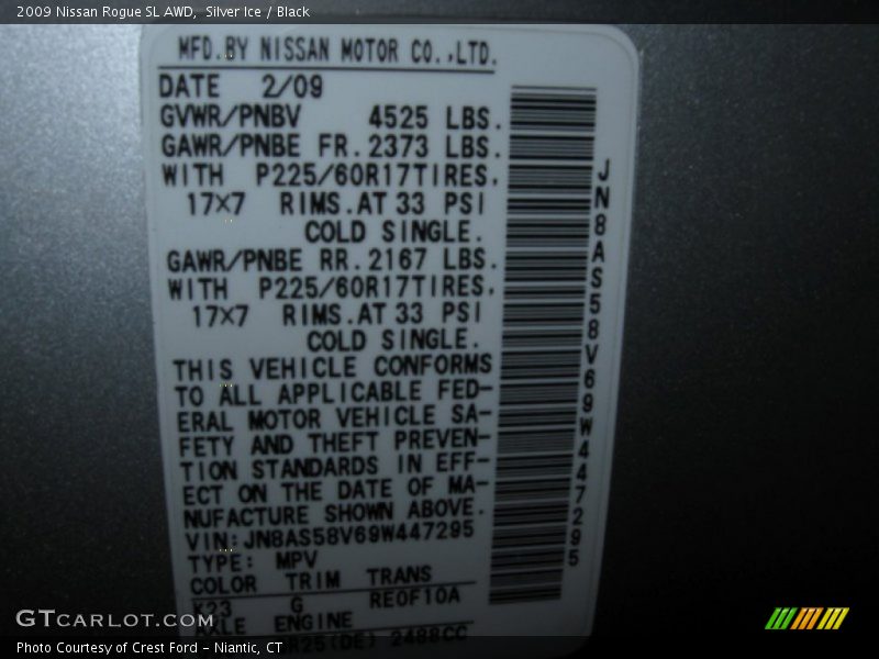 Silver Ice / Black 2009 Nissan Rogue SL AWD