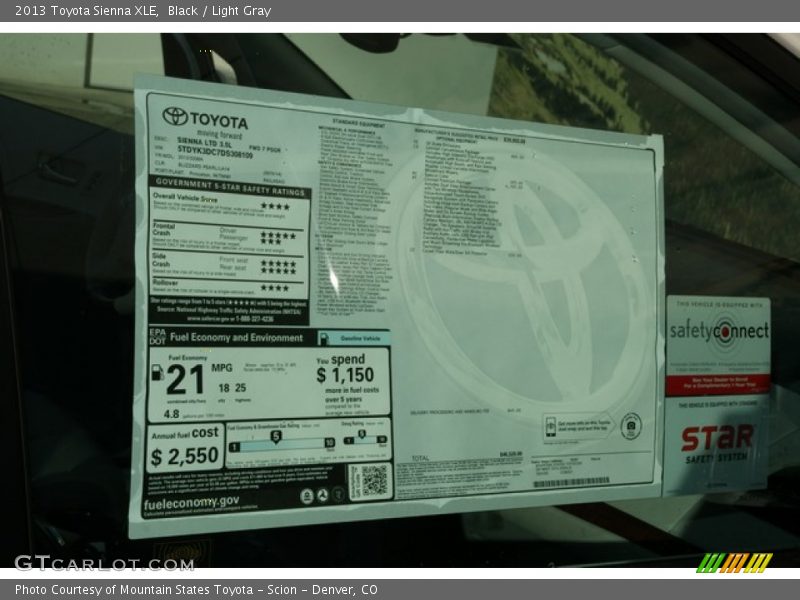 Black / Light Gray 2013 Toyota Sienna XLE