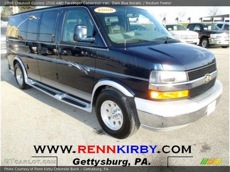 Dark Blue Metallic / Medium Pewter 2008 Chevrolet Express 1500 AWD Passenger Conversion Van