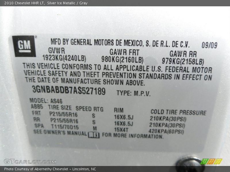 Silver Ice Metallic / Gray 2010 Chevrolet HHR LT