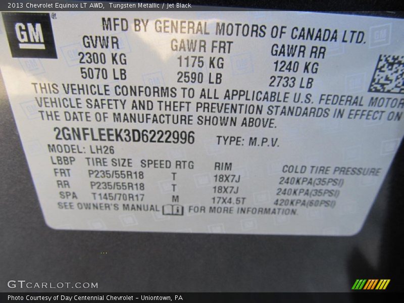 Tungsten Metallic / Jet Black 2013 Chevrolet Equinox LT AWD