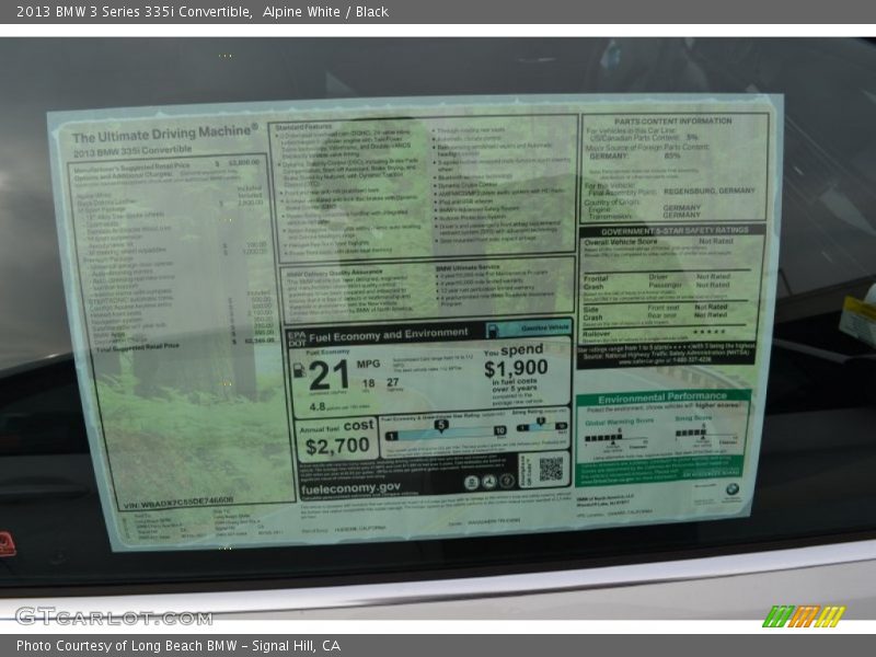 Alpine White / Black 2013 BMW 3 Series 335i Convertible