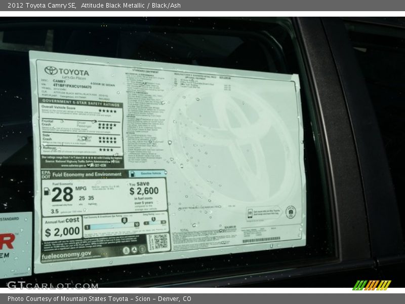 Attitude Black Metallic / Black/Ash 2012 Toyota Camry SE