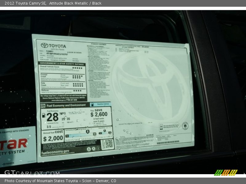 Attitude Black Metallic / Black 2012 Toyota Camry SE
