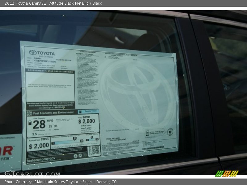 Attitude Black Metallic / Black 2012 Toyota Camry SE