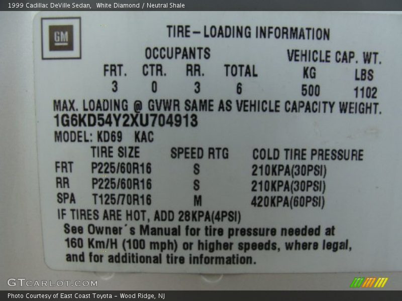 White Diamond / Neutral Shale 1999 Cadillac DeVille Sedan