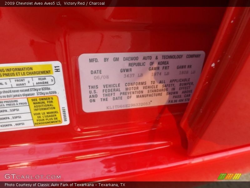 Victory Red / Charcoal 2009 Chevrolet Aveo Aveo5 LS