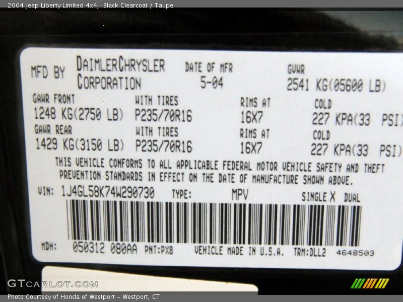 Black Clearcoat / Taupe 2004 Jeep Liberty Limited 4x4