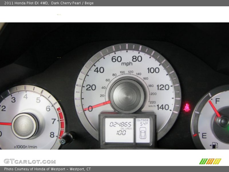 Dark Cherry Pearl / Beige 2011 Honda Pilot EX 4WD