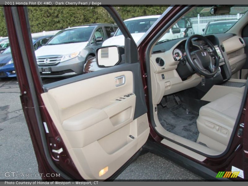 Dark Cherry Pearl / Beige 2011 Honda Pilot EX 4WD