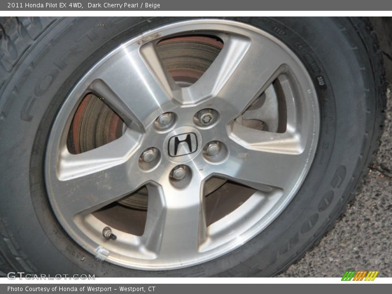 Dark Cherry Pearl / Beige 2011 Honda Pilot EX 4WD