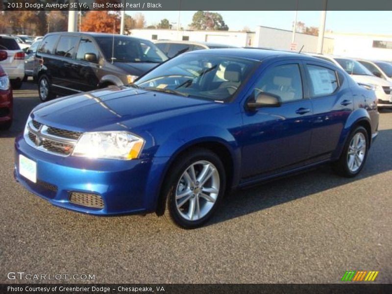 Blue Streak Pearl / Black 2013 Dodge Avenger SE V6