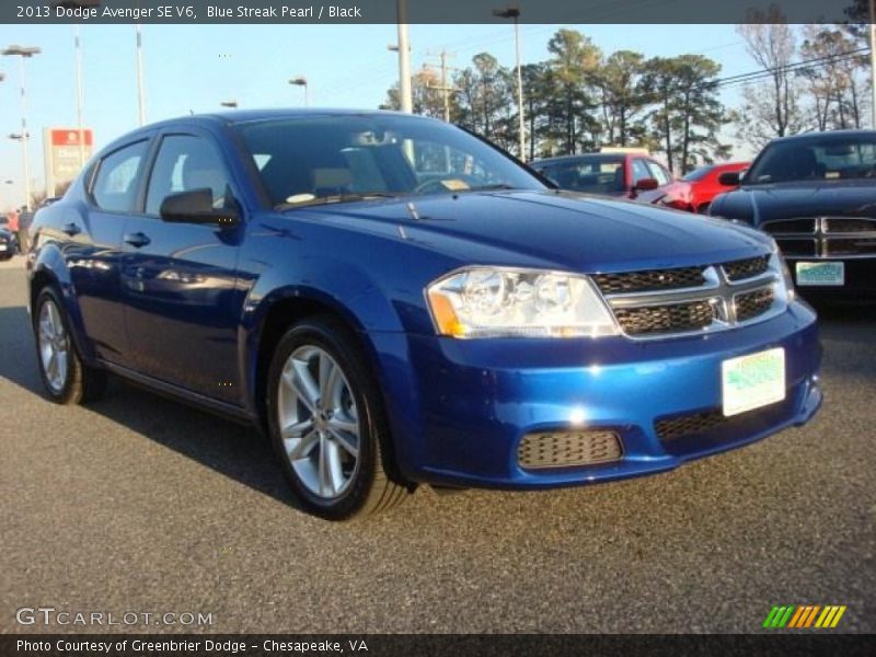 Blue Streak Pearl / Black 2013 Dodge Avenger SE V6