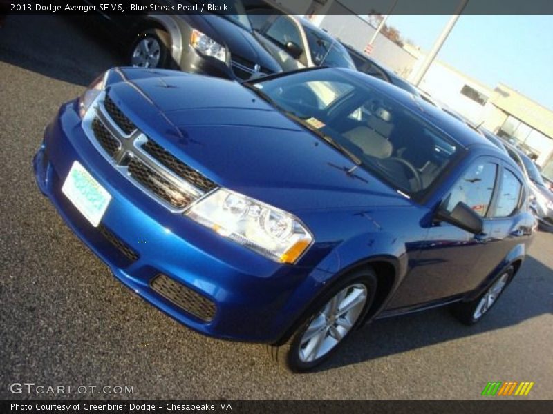 Blue Streak Pearl / Black 2013 Dodge Avenger SE V6