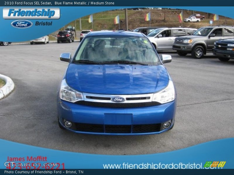 Blue Flame Metallic / Medium Stone 2010 Ford Focus SEL Sedan