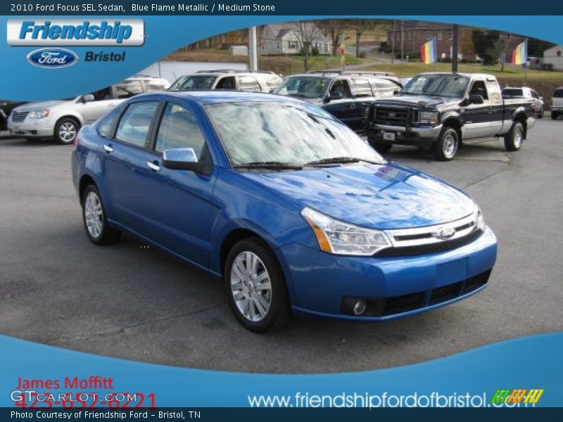 Blue Flame Metallic / Medium Stone 2010 Ford Focus SEL Sedan