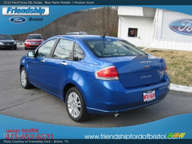 Blue Flame Metallic / Medium Stone 2010 Ford Focus SEL Sedan