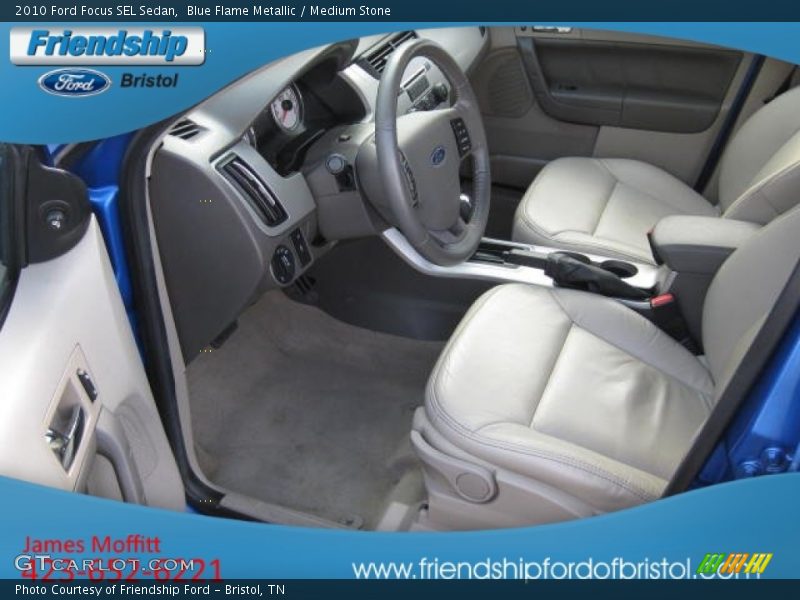 Blue Flame Metallic / Medium Stone 2010 Ford Focus SEL Sedan
