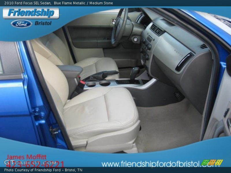 Blue Flame Metallic / Medium Stone 2010 Ford Focus SEL Sedan