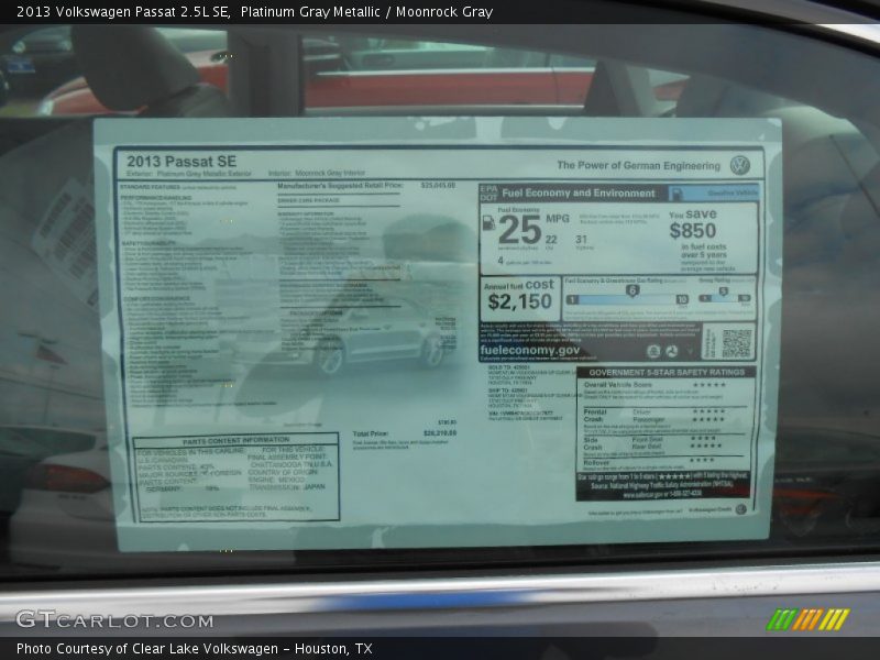 Platinum Gray Metallic / Moonrock Gray 2013 Volkswagen Passat 2.5L SE