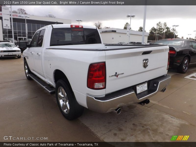 Bright White / Canyon Brown/Light Frost Beige 2013 Ram 1500 Lone Star Quad Cab
