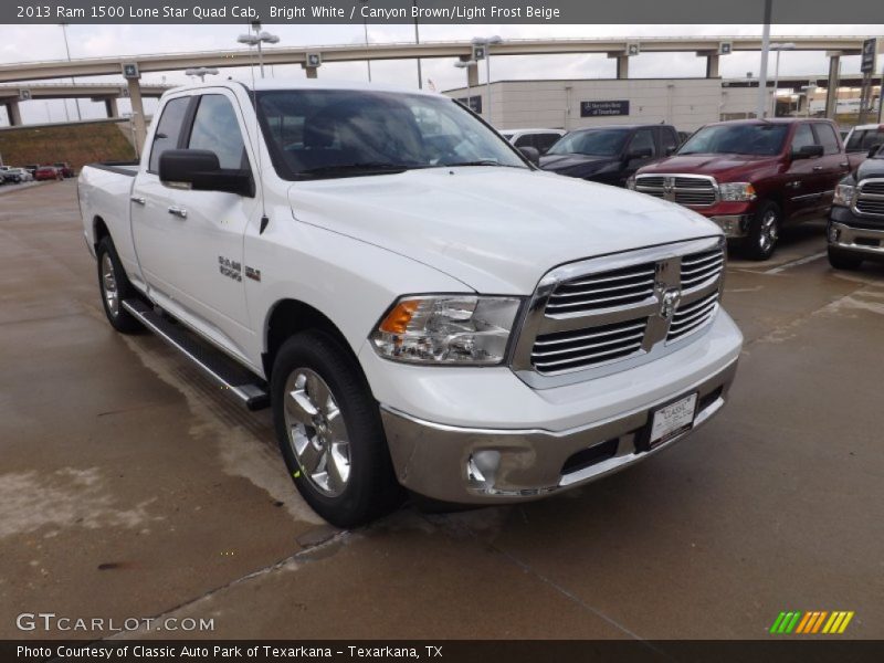 Bright White / Canyon Brown/Light Frost Beige 2013 Ram 1500 Lone Star Quad Cab