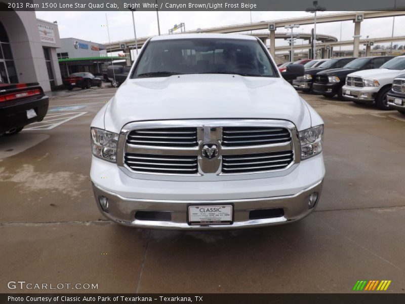 Bright White / Canyon Brown/Light Frost Beige 2013 Ram 1500 Lone Star Quad Cab