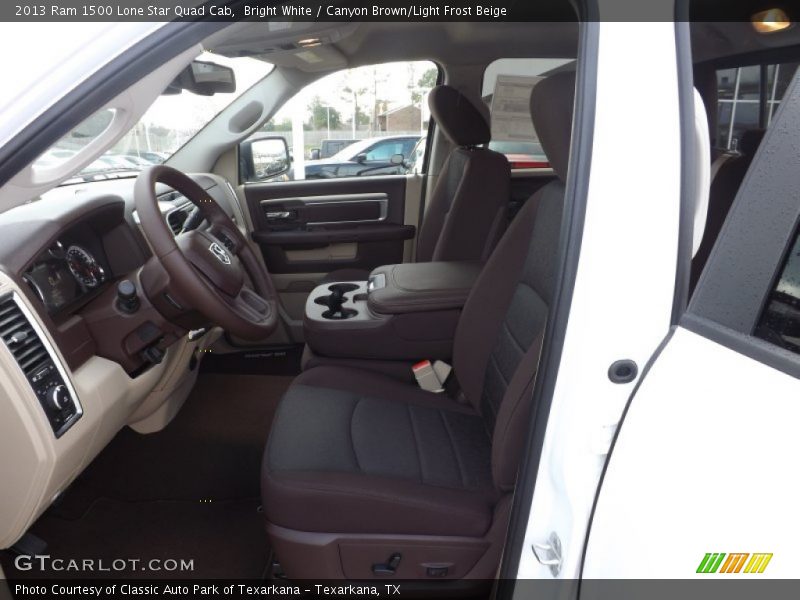 Bright White / Canyon Brown/Light Frost Beige 2013 Ram 1500 Lone Star Quad Cab