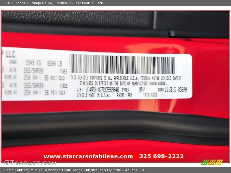 Redline 2-Coat Pearl / Black 2013 Dodge Durango Rallye