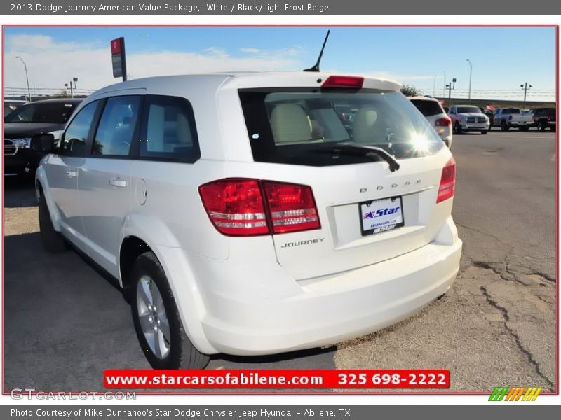 White / Black/Light Frost Beige 2013 Dodge Journey American Value Package