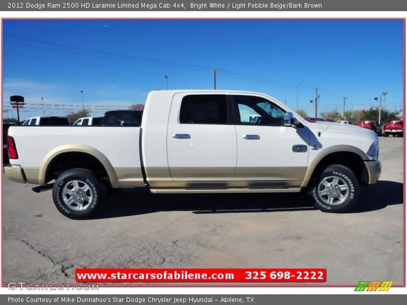 Bright White / Light Pebble Beige/Bark Brown 2012 Dodge Ram 2500 HD Laramie Limited Mega Cab 4x4