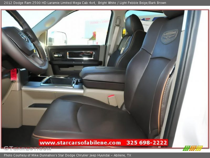 Bright White / Light Pebble Beige/Bark Brown 2012 Dodge Ram 2500 HD Laramie Limited Mega Cab 4x4