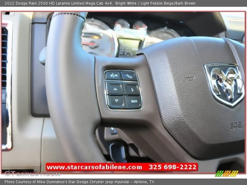 Bright White / Light Pebble Beige/Bark Brown 2012 Dodge Ram 2500 HD Laramie Limited Mega Cab 4x4