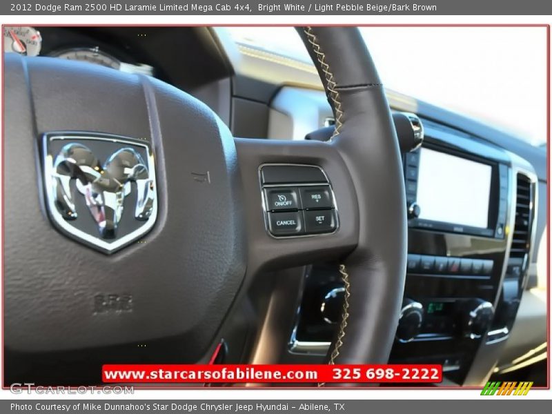 Bright White / Light Pebble Beige/Bark Brown 2012 Dodge Ram 2500 HD Laramie Limited Mega Cab 4x4