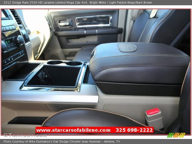 Bright White / Light Pebble Beige/Bark Brown 2012 Dodge Ram 2500 HD Laramie Limited Mega Cab 4x4