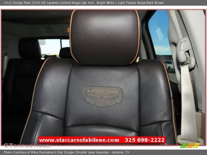 Bright White / Light Pebble Beige/Bark Brown 2012 Dodge Ram 2500 HD Laramie Limited Mega Cab 4x4