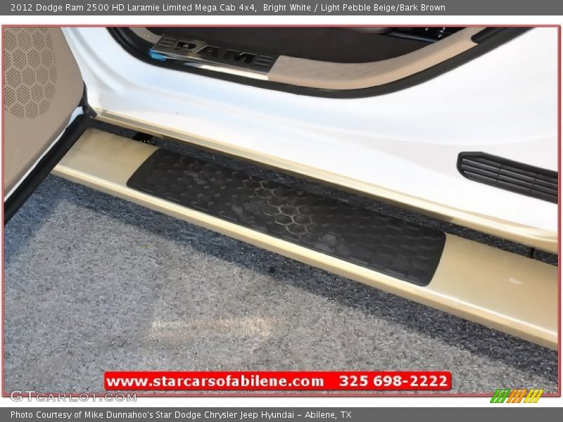 Bright White / Light Pebble Beige/Bark Brown 2012 Dodge Ram 2500 HD Laramie Limited Mega Cab 4x4