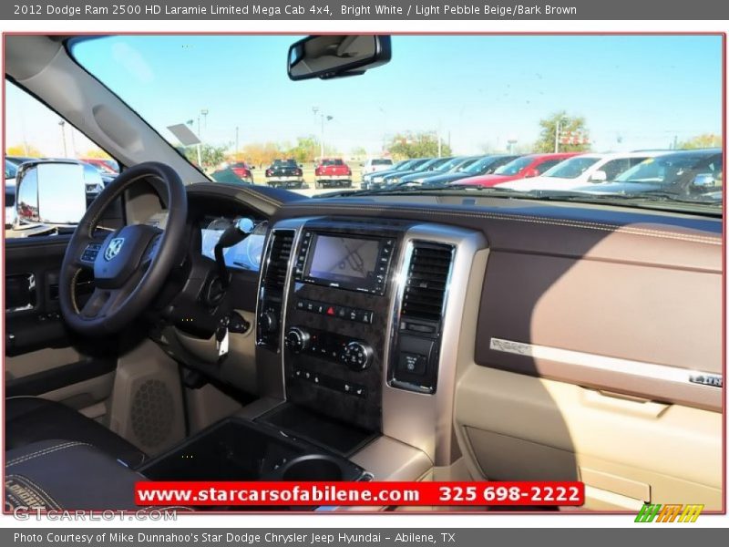 Bright White / Light Pebble Beige/Bark Brown 2012 Dodge Ram 2500 HD Laramie Limited Mega Cab 4x4